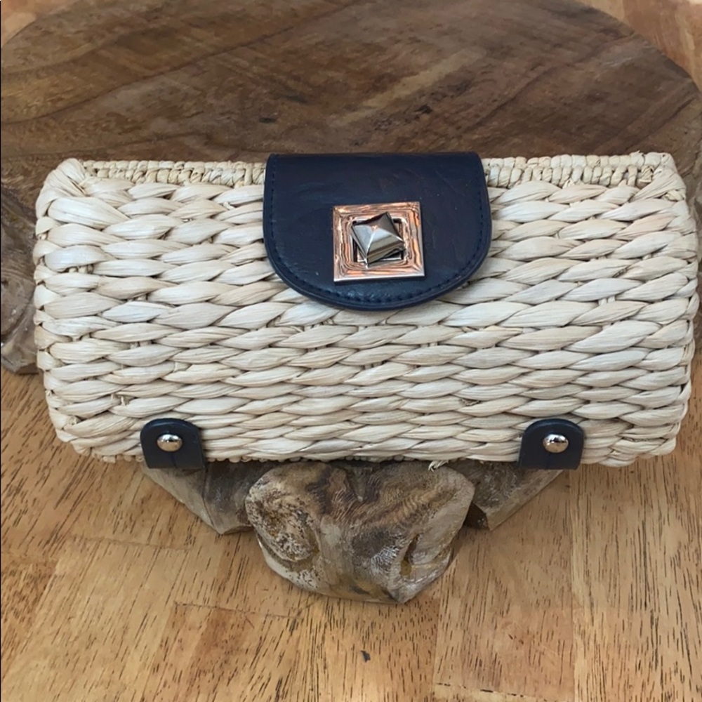 Woven straw clutch